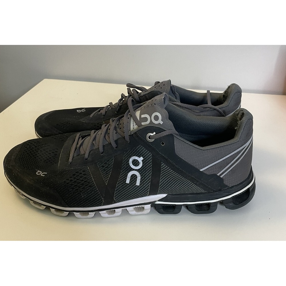 ON running shoes size Men's 10.5 Black Silver Swiss Engineering